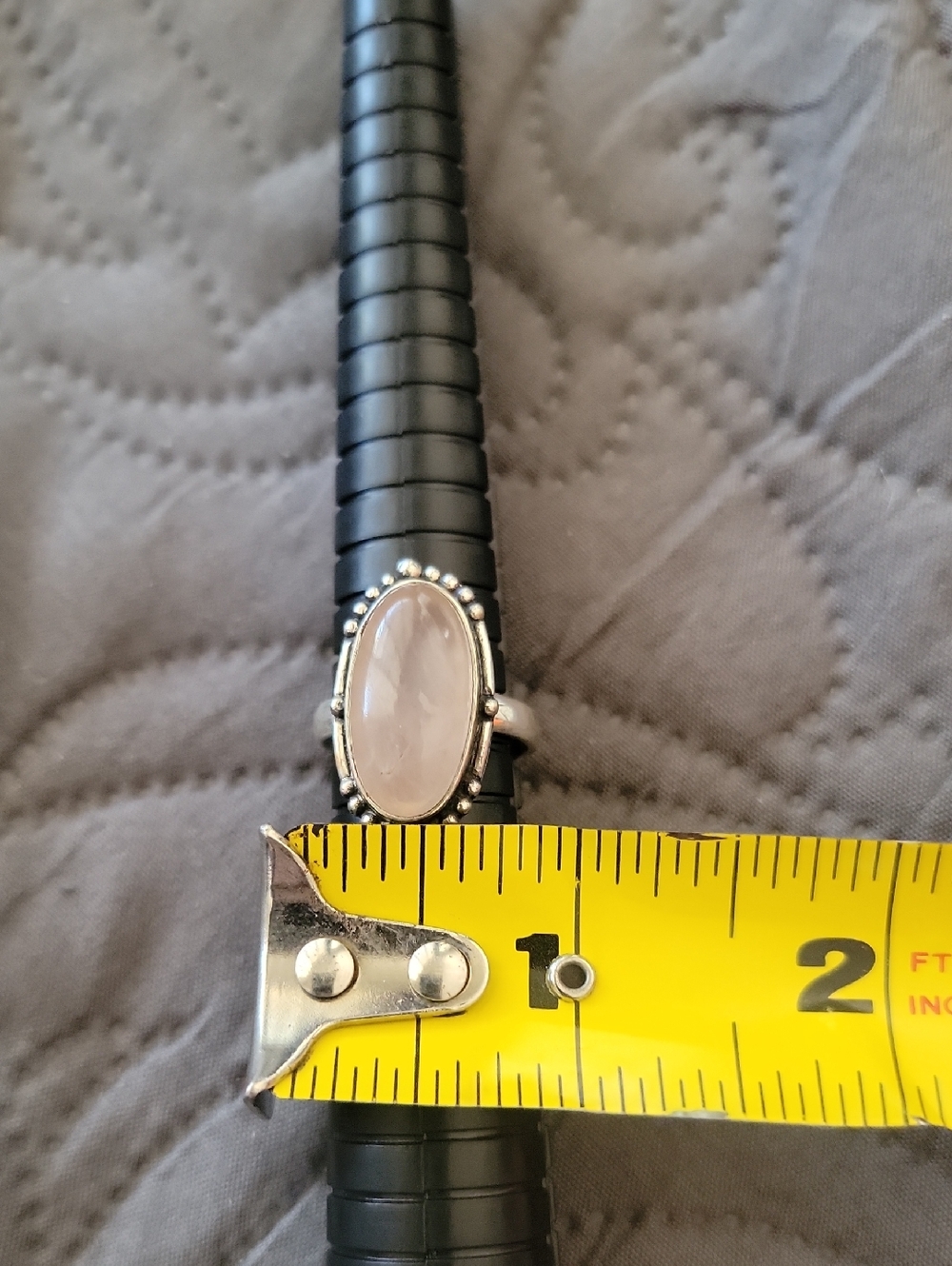Sterling Silver Plated Oval Rose Quartz Ring in Pale Pink - Picture 6 of 6